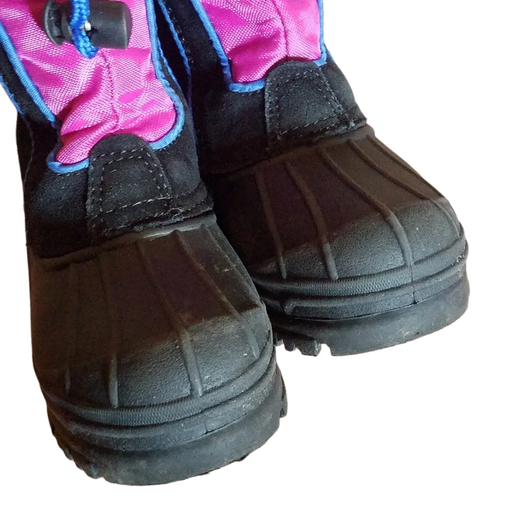 TOTES | Girl's Snow boots Balck & Pink Tie Knot Closure Size 8